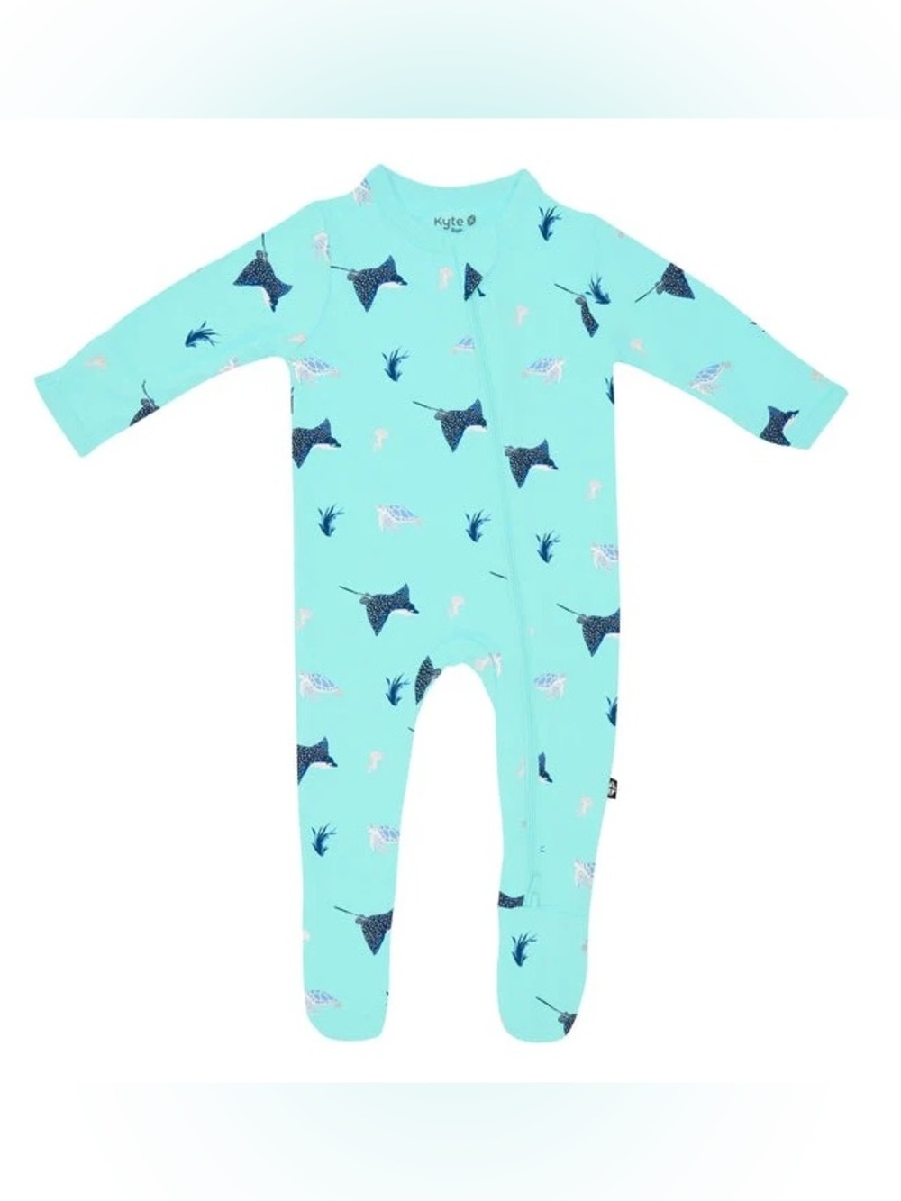 6-12 Month Kyte Baby Aqua Stingray Print Footed One-Piece
